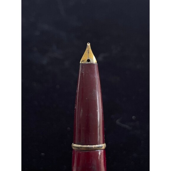 1950's Gold Cap Windsor Fountain Pen Lever Fill Gold Cap Maroon Barrel 14K Nib - Picture 3 of 7